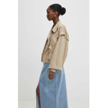 Answear Lab geaca femei, culoarea bej, de tranzitie, oversize