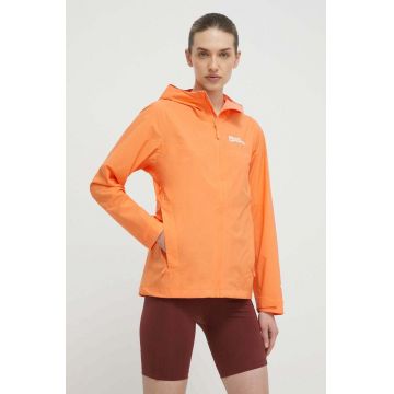 Jack Wolfskin geaca de ploaie Elsberg 2.5L femei, culoarea portocaliu