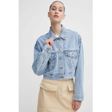 Abercrombie & Fitch geacă din denim femei, de tranziție, oversized