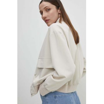 Answear Lab geaca bomber femei, culoarea bej, de tranzitie