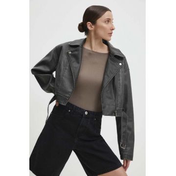 Answear Lab geaca ramones femei, culoarea negru, de tranzitie, oversize