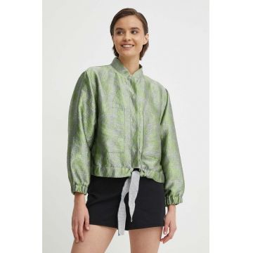 Emporio Armani geaca femei, culoarea verde, de tranzitie, oversize, 3D2B85 2NGXZ