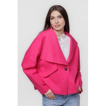 Jacheta scurta oversize, din stofa fucsia