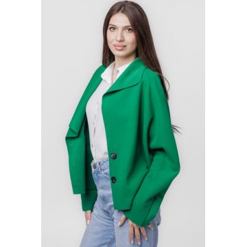 Jacheta scurta oversize, din stofa verde