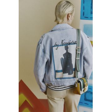 Medicine geacă din denim din bumbac femei, de tranziție, oversized