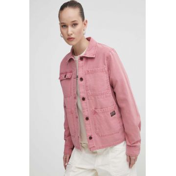 Superdry jacheta de bumbac culoarea roz, de tranzitie