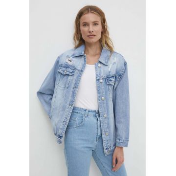 Answear Lab geaca jeans femei, de tranzitie, oversize