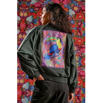 Medicine geaca bomber femei, culoarea verde, de tranzitie, oversize