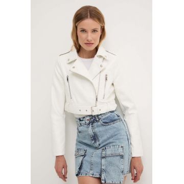 Answear Lab geaca ramones femei, culoarea alb, de tranzitie