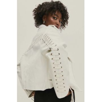 Answear Lab geaca ramones femei, culoarea alb, de tranzitie