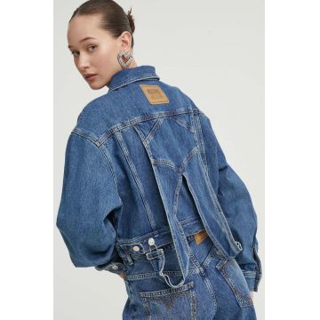 Moschino Jeans geaca jeans femei, de tranzitie, oversize
