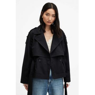 AllSaints geaca BECKETTE TRENCH femei, culoarea negru, de tranzitie, W036OA