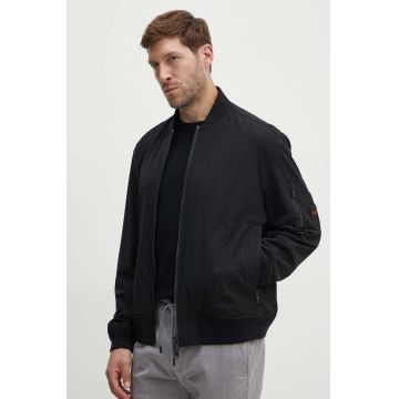 Boss Orange geaca bomber barbati, culoarea negru, de tranzitie, 50521480