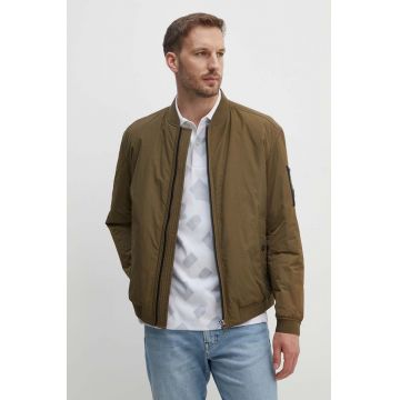Boss Orange geaca bomber barbati, culoarea verde, de tranzitie