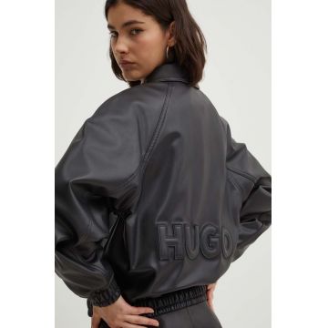 Hugo Blue geaca femei, culoarea negru, de tranzitie, 50516709