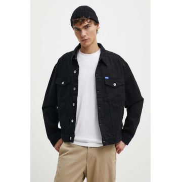 Hugo Blue geacă din denim bărbați, culoarea negru, de tranziție, 50511512