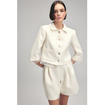 Jacheta crop cu maneci 3/4