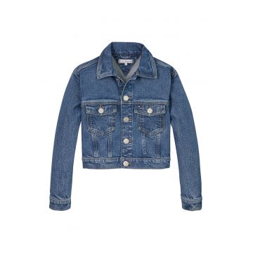 Jacheta de denim cu buzunare frontale
