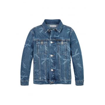 Jacheta de denim cu logo