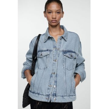 Jacheta de denim cu maneci cazute
