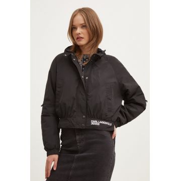 Karl Lagerfeld Jeans geaca femei, culoarea negru, de tranzitie, 245J1500