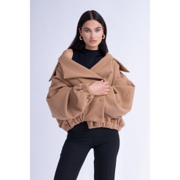 Jacheta Bomber Camel cu Revere
