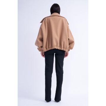 Jacheta Bomber Camel cu Revere