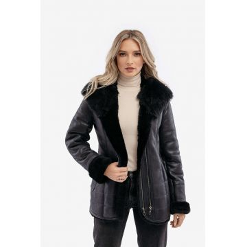 Haina din blana naturala - model Women's Napalan - Negru