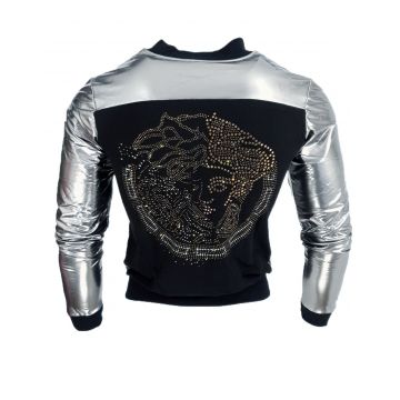 Geaca David Gerenzo Argintie din Latex cu Strasuri - DSG209 (S,M,L)