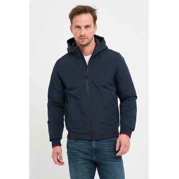 Geaca cu gluga si buzunare laterale - Bleumarin