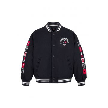 Palton din amestec de lana cu detalii logo