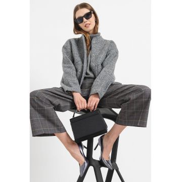 Palton din amestec de lana cu maneci cazute - Gri