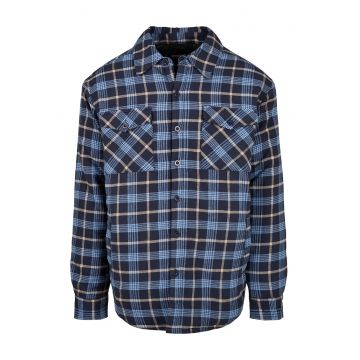 Jacheta-camasa cu model in carouri si buzunare pe piept - Albastru