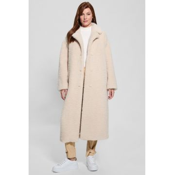 Palton lejer din material teddy - Bej deschis