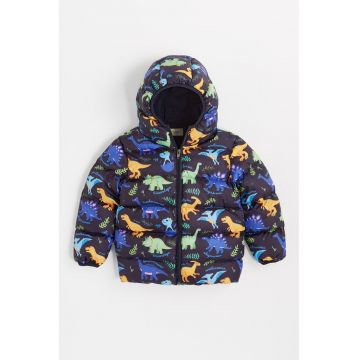 Geaca cu gluga si model cu dinozauri - Portocaliu/Albastru royal/Bleumarin