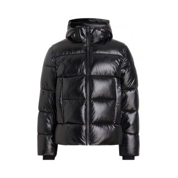 Geaca matlasata cu aspect lacuit - Negru