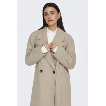 Palton lung cu buzunare laterale - Crem