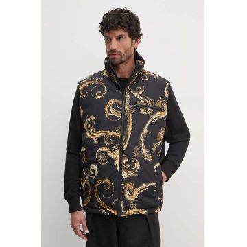 Versace Jeans Couture vesta din puf reversibila barbati, culoarea negru, 77GAPD22 CQD54 Versace Jeans Couture vesta din puf reversibila barbati, culoarea negru, 77GAPD22 CQD54