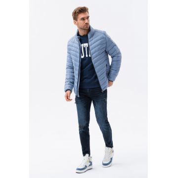 Geaca scurta usoara cu aspect matlasat - Albastru pastel